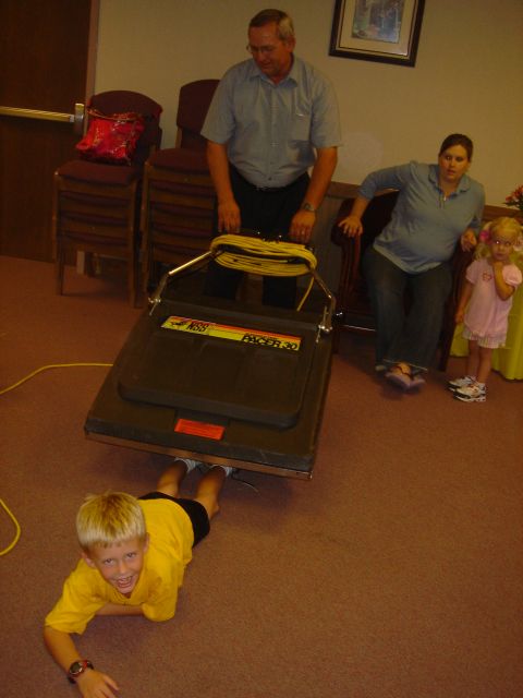 Grandpa getting carried away with the vacuum