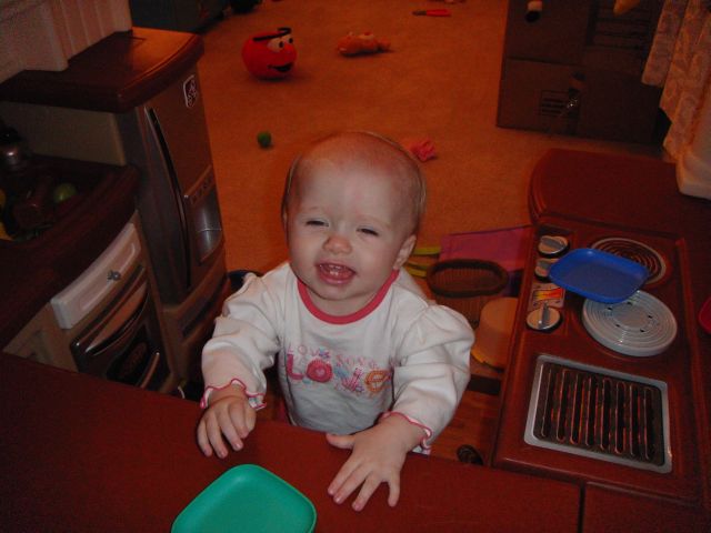 Ella hard at work in the kitchen